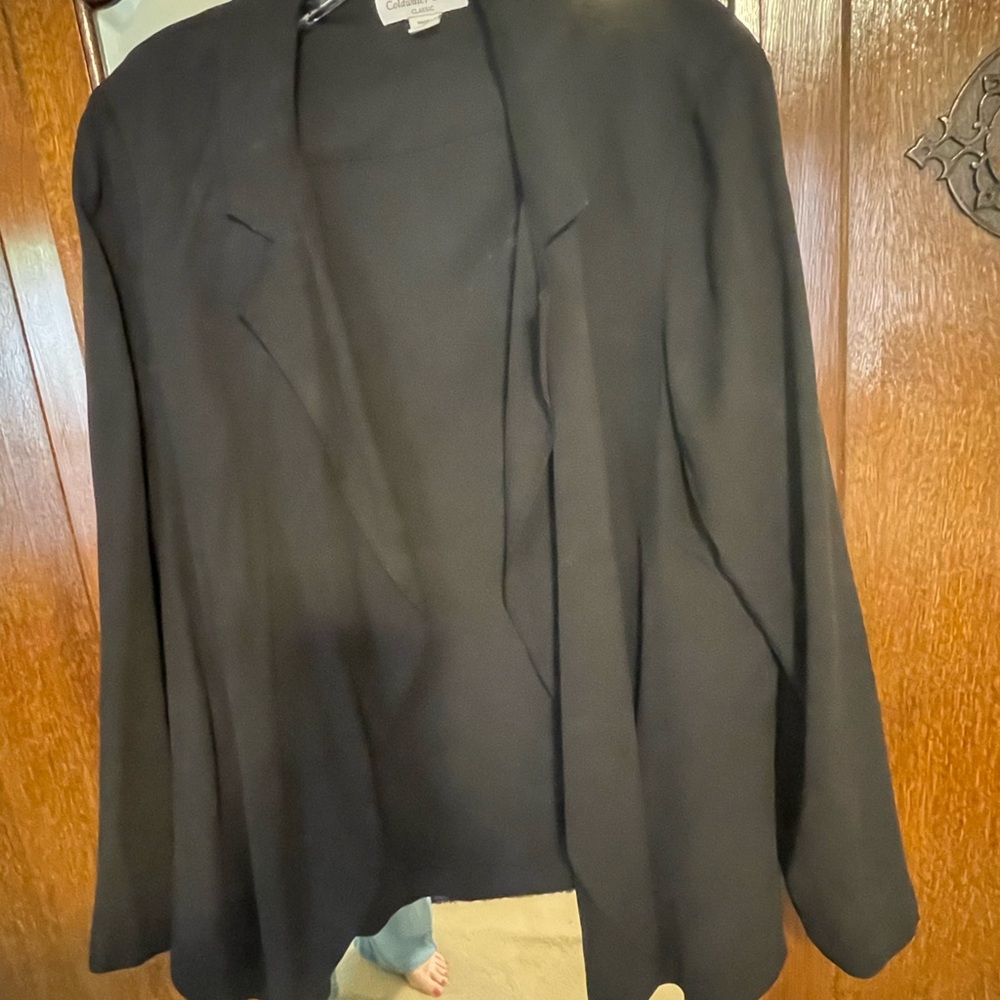 Coldwater Creek Black Open-Front Draped Silk Blazer